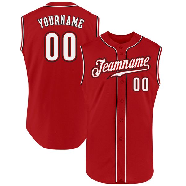 

custom red white-black authentic sleeveless baseball jersey, Blue;black