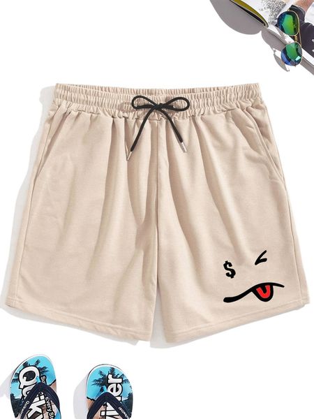 

romwe guys cartoon graphic drawstring shorts s91i#, White;black