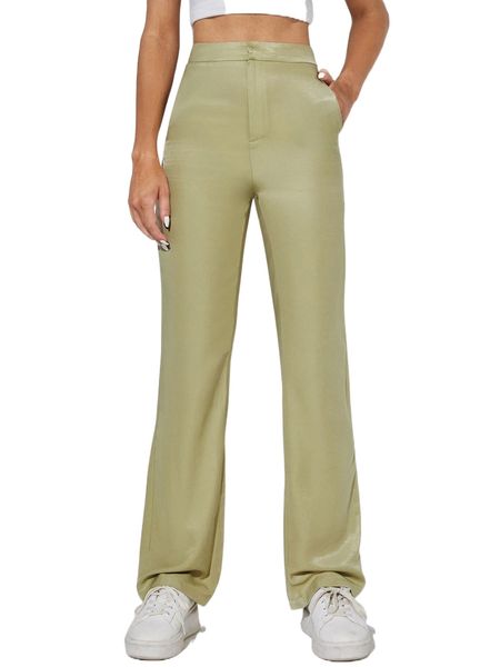 

tall high waist slant pocket straight leg pants t5lu#, Black;white