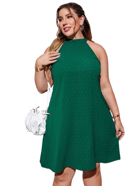 

plus swiss dot tie back tunic dress 91lw#, Black