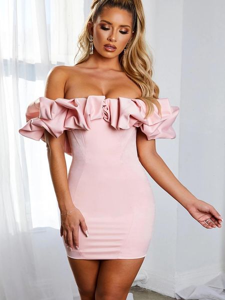 

summer leisure time tight dresses white strapless off shoulder and back black slim lotus leaf buttock wrapping wine red dress