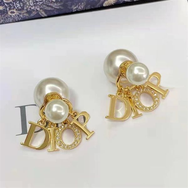 

shop 80% off clearance high version earrings women's pearl letters light luxury fashion earrings, Golden