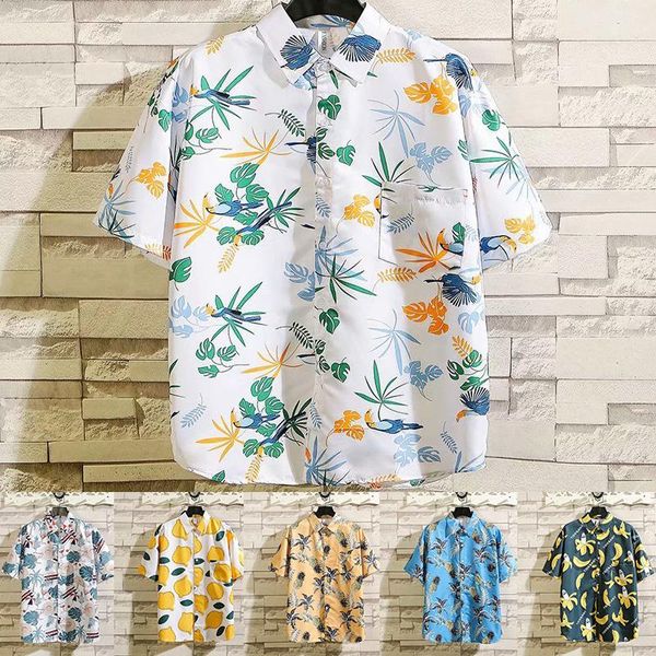 Мужские повседневные рубашки летняя модная мужская мужская отдыха на гавайских островах тропические короткие рубашки.