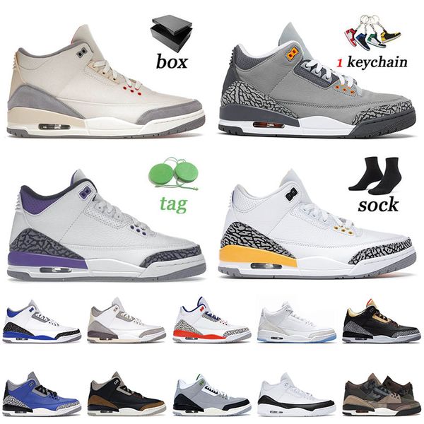 

new jumpman 3 3s basketball shoes muslin cool grey dark iris rust pink medium laser orange knicks rivals men women sneakers 36-47