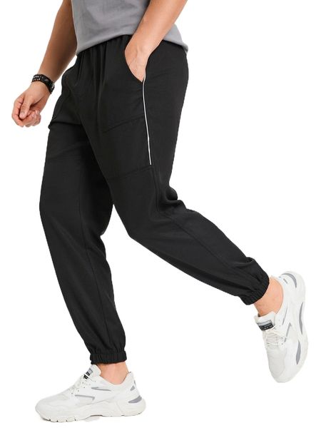 

men slant pocket side pants 528z#, Black