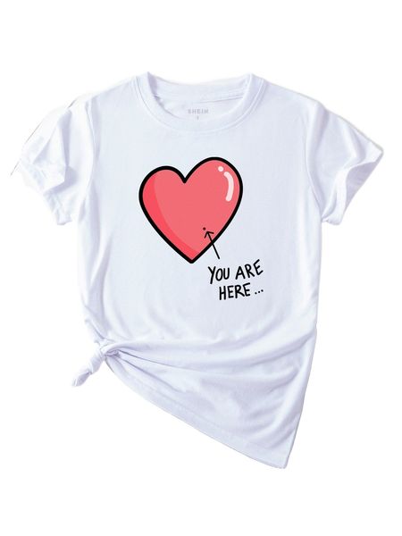 

heart and slogan graphic tee t0fs#, White
