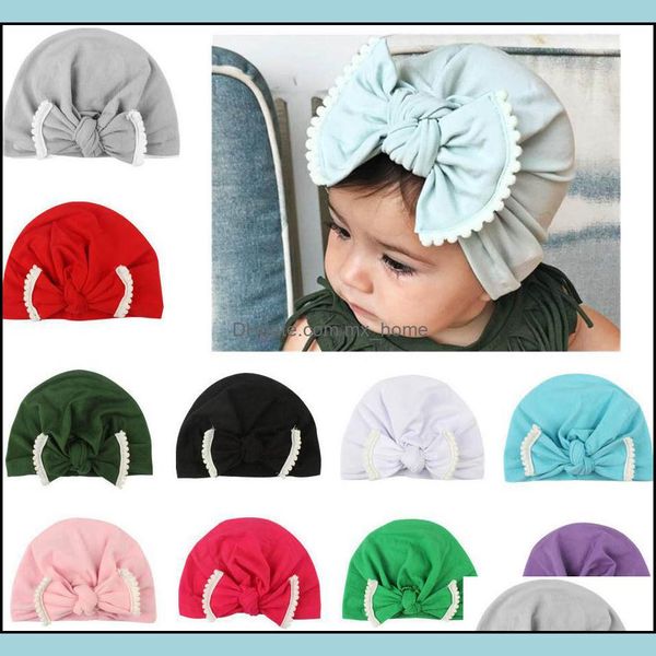 Saç Aksesuarları Bebek Sevimli Güzel Yumuşak Knot Bow Dantal Kravat Kol Casquette Caps Çocuklar İçin Hint Çiçek Şapkaları Moda Drop Teslimat 2021 Dh3un
