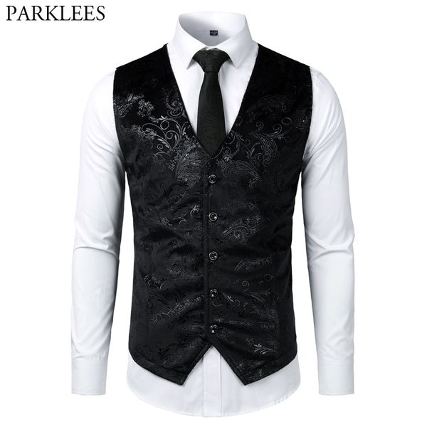 

steampunk victorian gothic mens cosplay costume vest jacket waistcoat breasted v-neck suit vest/tuxedo waistcoat gilet 220725, Black;white