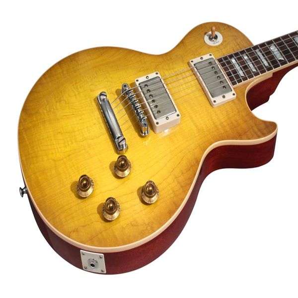 

custom shop guitar 1958 plain solid maple vos lemon burst one piece neck with abr 1 tune o matic bridge electric guitar custom355p