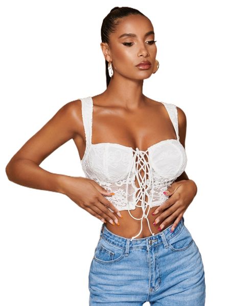 

bae lace up front lace wide strap x2z5#, White