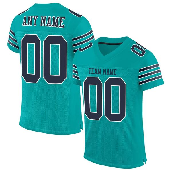 

custom aqua navy-white mesh authentic football jersey 98098, Black