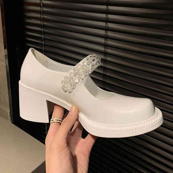 

dress shoes thick heel princess mary jane shoes british style small leather women's single middle jk college big head 0to9, Black