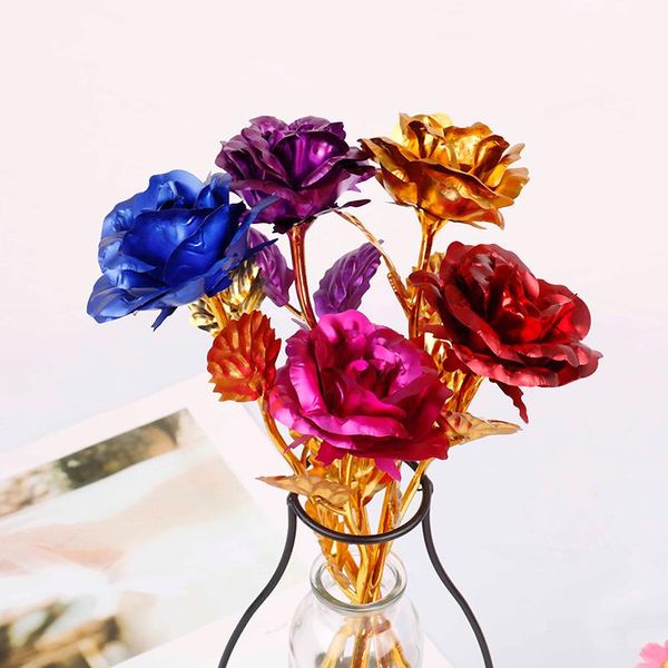 Dekorative Blumenkränze, 24 Karat folienüberzogenes Roségold, Hochzeitsdekoration, Blume, Valentinstagsgeschenk, künstliches Gold/Lila des Liebhabers