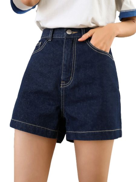 

dazy solid pocket detail denim shorts f9qh#, White;black