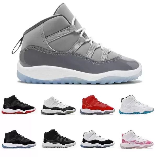 

kids shoes cool grey 11 xi sneaker concord space jam metallic silver pink snakeskin bred legend blue 72-10 children boys girls basketball sh, Black