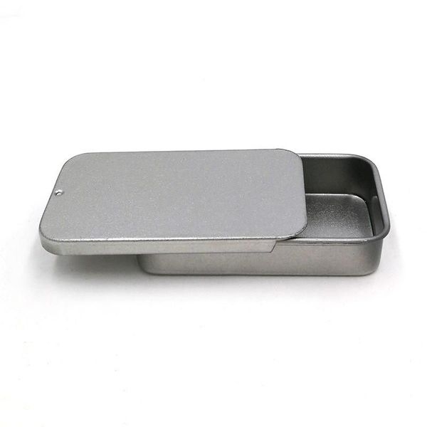 Простая матовая черная слайд -топ топ -контейнер для оловянного бальзама скользящий металлическая коробка для монетных конфет