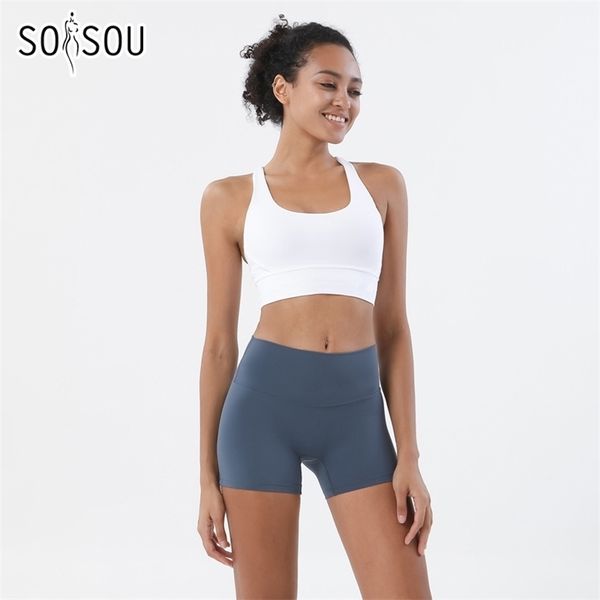 SOISOU Pantaloncini da tuta da donna estivi Set reggiseno sexy a vita alta Abito sportivo corto Set elastico Donna 2 pezzi 220330