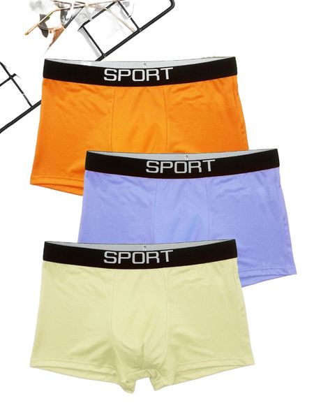 

men 3pack contrast letter tape boxer brief g4w4#, Black;brown