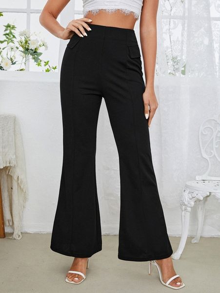 

high waist flare leg pants p2l3#, Black;white