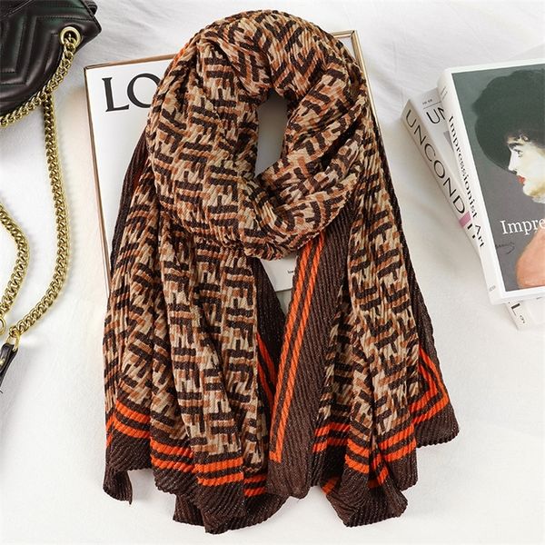 

62% off 2022 autumn and winter new scarves cotton linen shawls sprinkled with wrinkled scarf geometric lattice baotou, Blue;gray