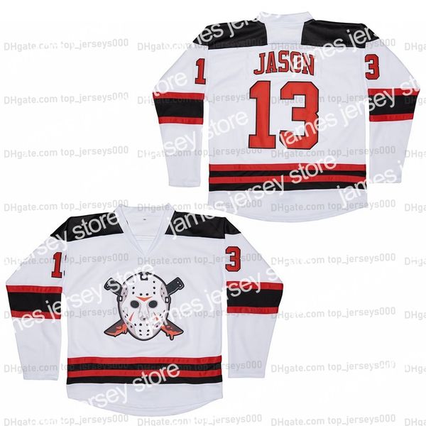 James Movie Jason Voorhees # 13 Maglia da hockey da uomo cucita bianca S-XXXL Camicia di alta qualità