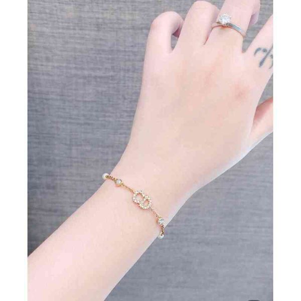 

letter crystal pearl bracelet with diamond and gold jewelry for girl, Silver