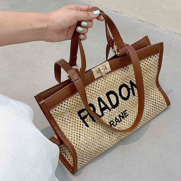 

factory wholesale net red tote bag straw letter portable large bag for women summer fashion woven one shoulder armpit