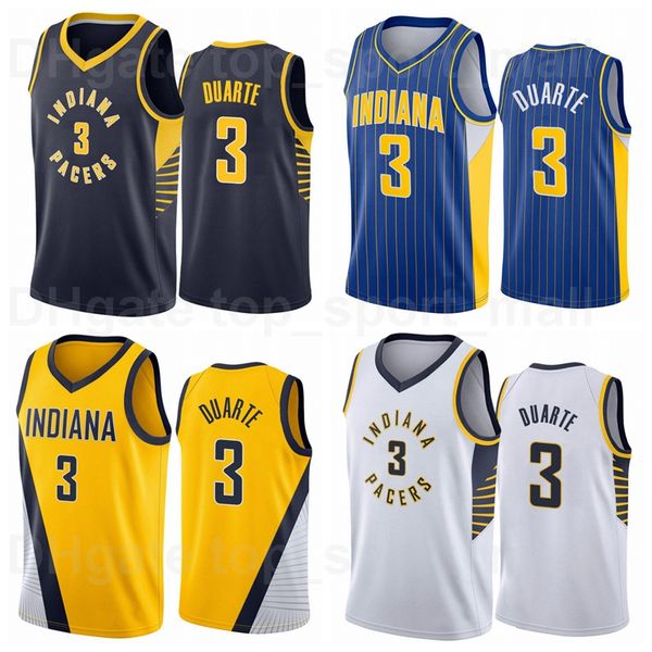 

man woman youth basketball screen print chris duarte jersey 3 isaiah jackson navy blue yellow red white grey breathable shirt for sport fans, Black;red