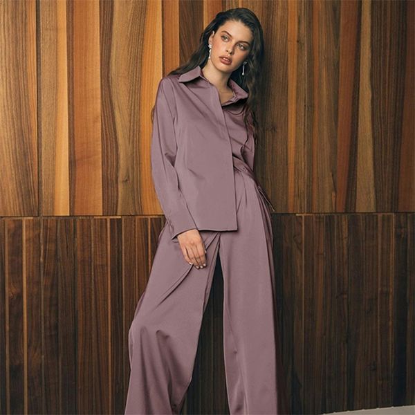

hiloc satin sleepwear home suit wear spring long sleeve 2 piece and pants women sets casual solid ladies trousers set 220329, Black;red