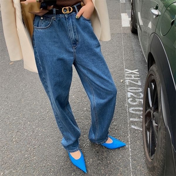 

shijia high waist pockets female denim trousers vintage chic floor-length jeans women wide leg jeans ladies blue jeans pants 201029