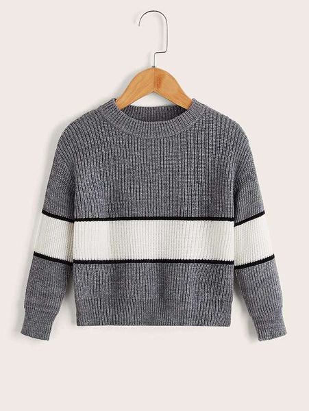 

toddler boys striped pattern colorblock sweater she02, Blue