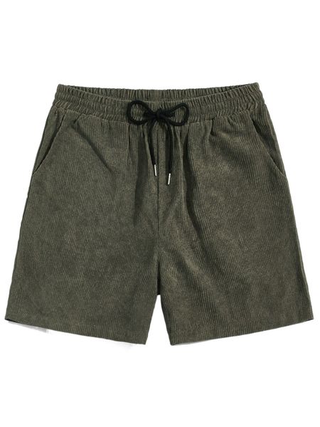 

romwe guys solid corduroy shorts 41pt#, White;black