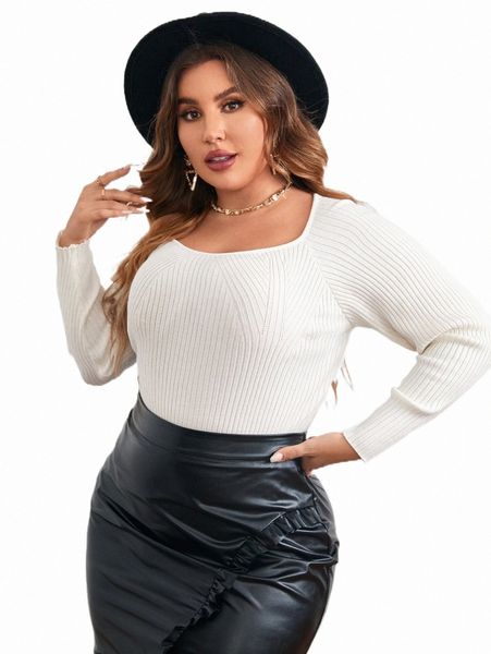 

plus sweetheart neck raglan sleeve sweater v3nm#, Black