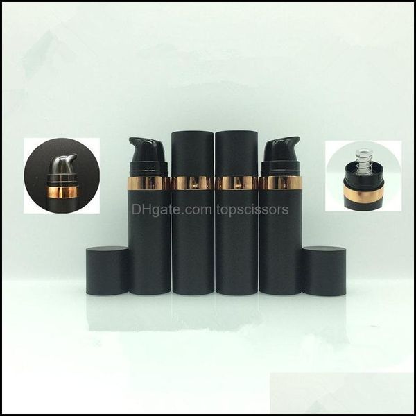 

15ml black empty cosmetic sample bottle airless pump skin care personal plastic lotion container f2270 drop delivery 2021 other health bea