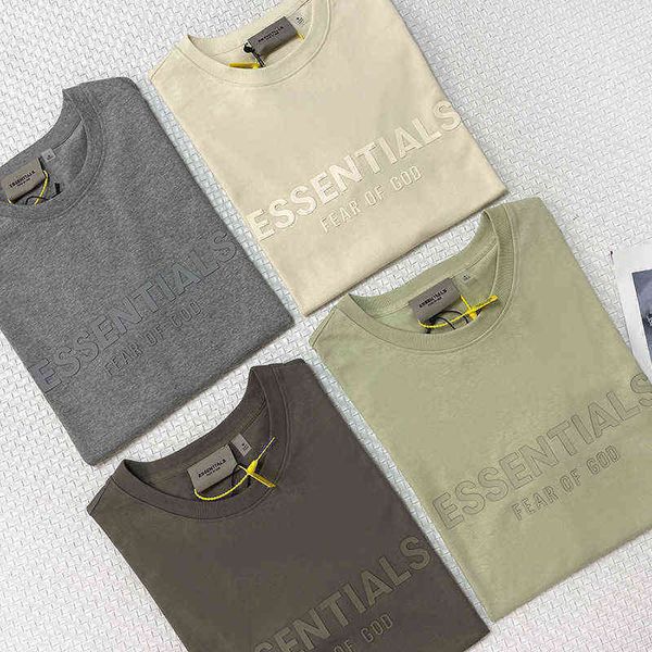 

fog multi thread ess letter short sleeve high street loose casual simple feel of solid t-shirt fit men's and women's easily design, White;black