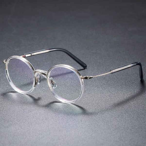 Солнцезащитные очки дизайнеры чистые титановые оптические рецептурные очки создают женщины высококачественные ацетатные очки ретро круглые очки мужчины