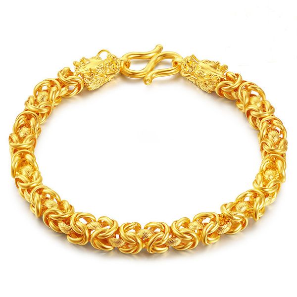 

vietnam imitation gold jewelry domineering smooth head bracelet men's brass plating 24k gold straight, Golden;silver