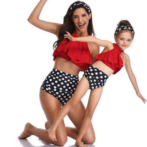 3-12year meninas maiô verão crianças roupa de banho família combinando natação biquíni 2 peça conjunto crianças senhora beach wear fatos de banho