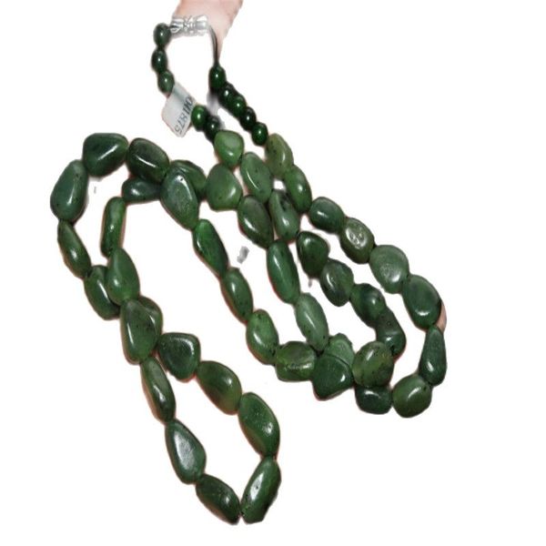 

natural hetian jade necklace seed material green beads jade necklace, Silver