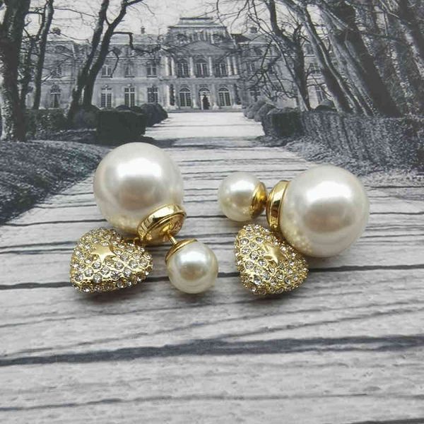 

2022 factory wholesale new house di house japanese style small fresh love full of pearls before and after high sense earrings female rtcy, Golden