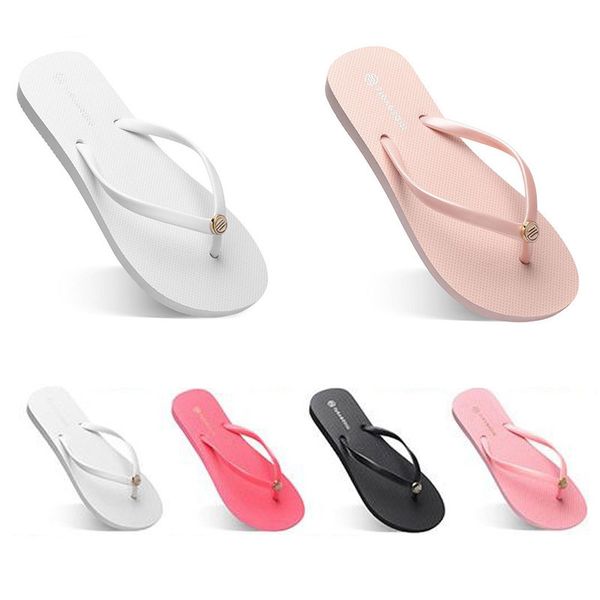 

5sku-1 style50 fashion slippers beach shoes flip flops womens green yellow orange navy bule white pink brown summer sport sneaker276, Black