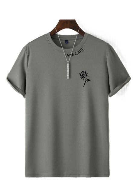 

men rose & slogan graphic tee d3xq#, White;black