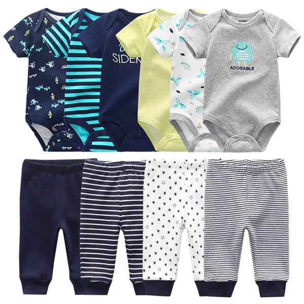 Set di vestiti regalo nato Baby Boy Born Abbigliamento 6 pezzi Body + 4 pezzi Pantaloni Outfit Toddler Girl Suit Pigiama infantile Set in puro cotone 220509