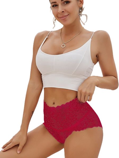 

finetoo wide waistband lace panty p7xz#, Black;red