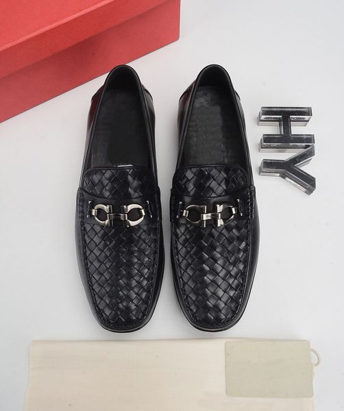 

new 2022 men slip on suit dress shoes formal brand designer oxfords men's handmade business wedding genuine leather flats size 38-44, Black