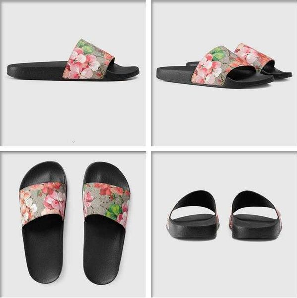 

2021 blooms print g sandals canvas slippers embroidery designers women slides floral brocade flip flops striped beach leather flower slipper, Black