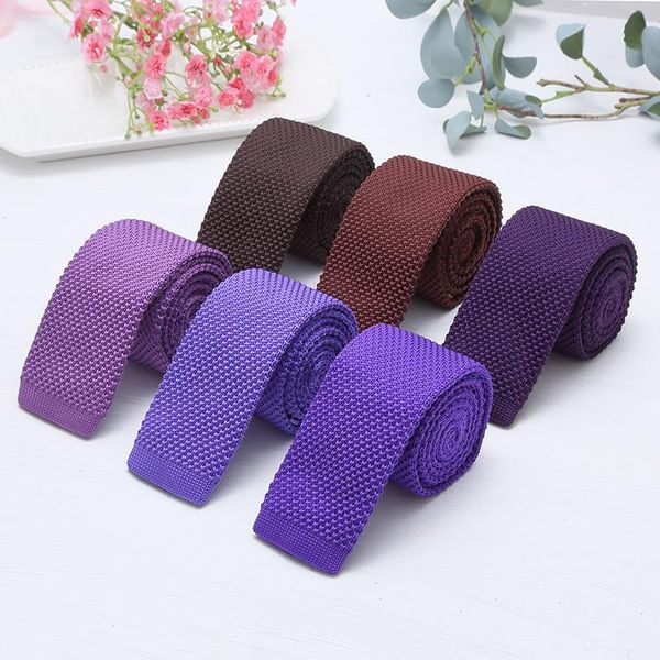 

fashion 6 cm mens knit tie skinny knitted necktie narrow slim gravatas wool ties knitting tape yarn designers candy color, Blue;purple