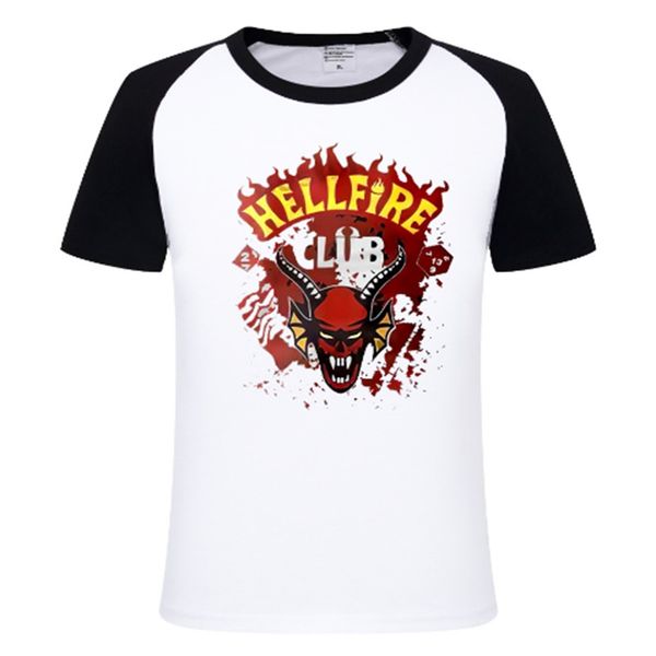 

stranger things hellfire club shirt men/women hip hop fashion casual short sleeve, White