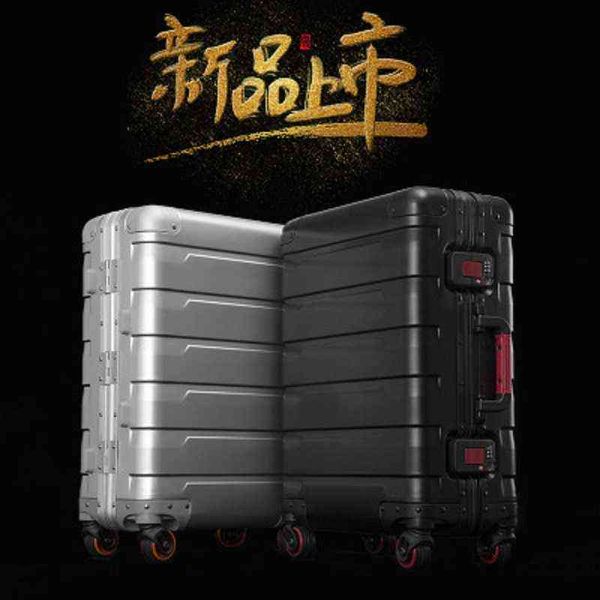 Travel tale high quality aluminum magnesium Luxury boarding size Luggage Spinner brand Suitcase J220707