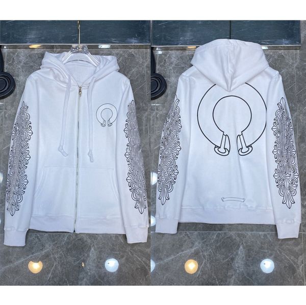 

fashion designer men's jackets brand luxury zipper sweatshirts horseshoe cross print ch hoodies men women coat casual pullover loose h, Black;brown